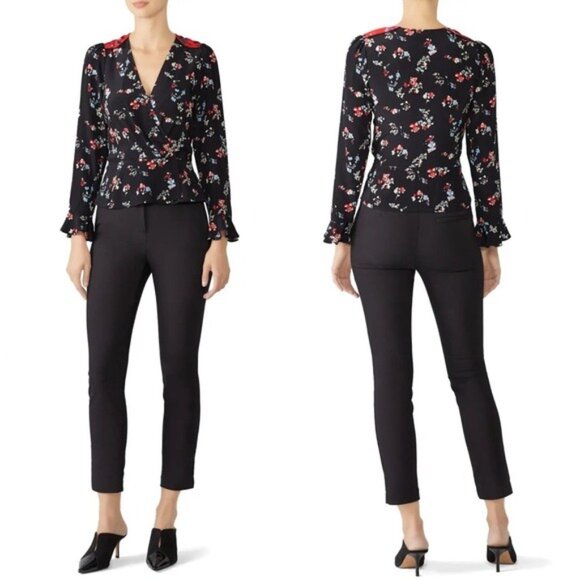 Tanya Taylor Floral Clusters Clio Top in Black - Picture 11 of 11